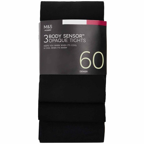 M&S Womens 60 Denier Body Sensor Tights, Size S, Black