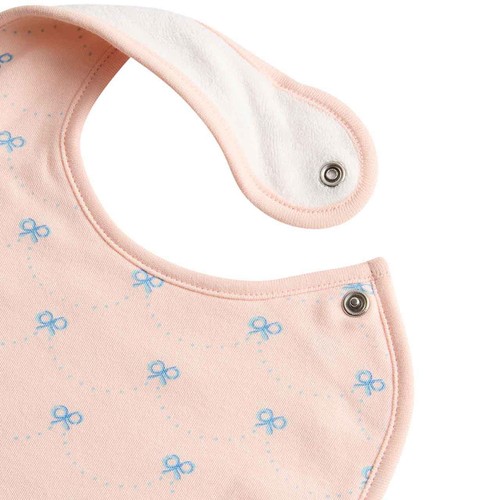 M&S Cotton Rich Bow Dribble Bibs, Apricot