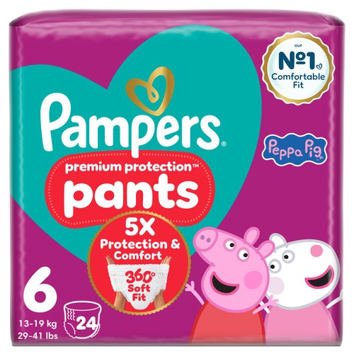 Pampers Premium Protection Nappy Pants, Size 6 (15kg+) Essential Pack