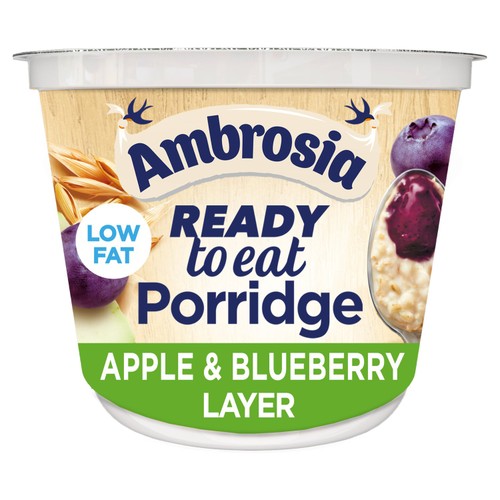 Ambrosia Ready to Eat Porridge Oat Cereal Pot Apple & Blueberry Layer