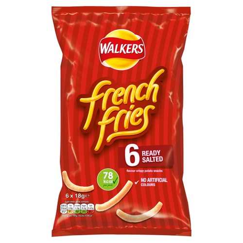 Walkers French Fries Ready Salted Multipack Snacks Crisps 6x18g