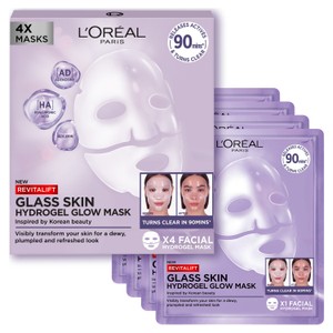 L'Oreal Paris Revitalift Filler Glass Skin Mask 4pk