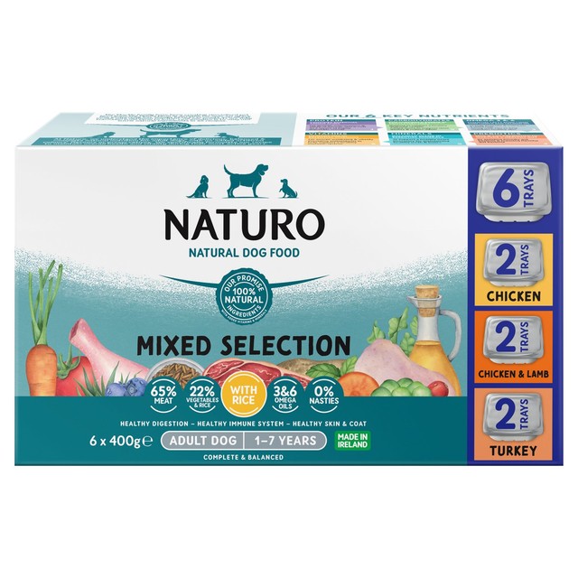 Naturo Adult Dog Variety Trays Complete Dog Food 6 x 400g