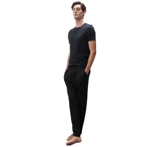 M&S Mens Cotton Modal Pyjama Bottoms, 2XL, Black