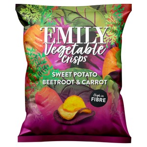 EMILY Veg Crisps Rainbow Roots Sweet Potato, Carrot & Beetroot 