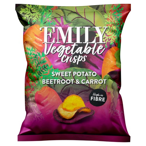 EMILY Veg Crisps Rainbow Roots Sweet Potato, Carrot & Beetroot 