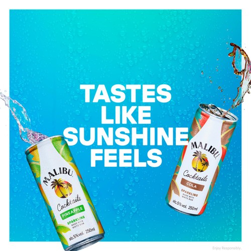 Malibu Coconut Rum & Cola Sparkling Cocktail Pre-Mixed Can