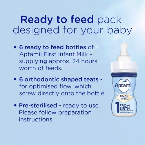 Aptamil 1 First Infant Baby Milk Formula Liquid Starter Pack Ready to Feed