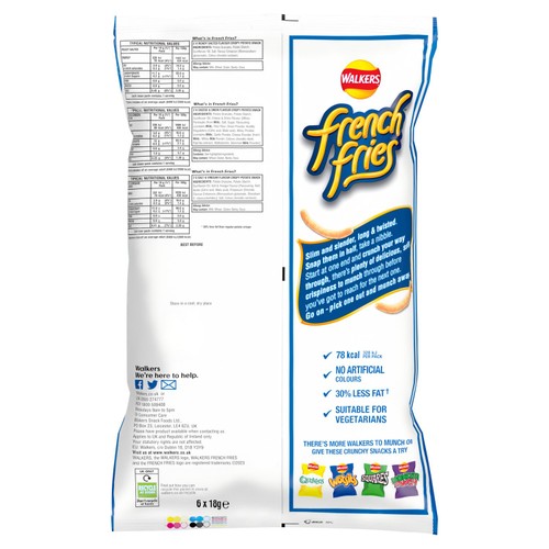 Walkers French Fries Flavour Crispy Potato Snacks 6 x 18g