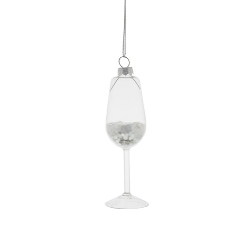 Prosecco Glass Decoration with Iridescent Glitter 11cm