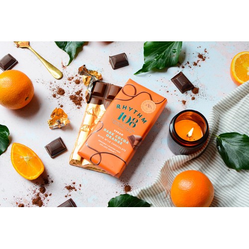 Rhythm 108 Swiss Vegan Dark Cocoa Orange Bar with M'lk Chocolate