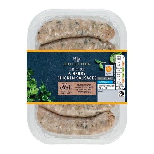 M&S Collection British 6 Herby Chicken Sausages
