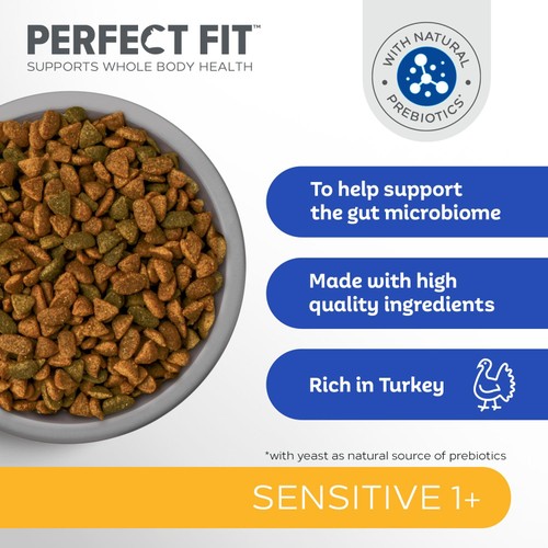 Perfect Fit Advanced Nutrition Sensitive Complete Dry Cat Food Turkey 