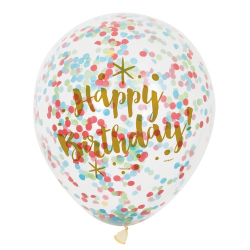 Glitzy Birthday Balloons with Confetti
