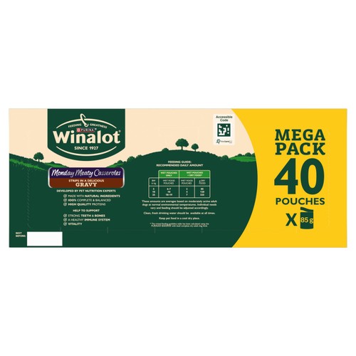 Winalot Monday Meaty Casseroles Chicken, Turkey, Duck in Gravy Wet Dog Food
