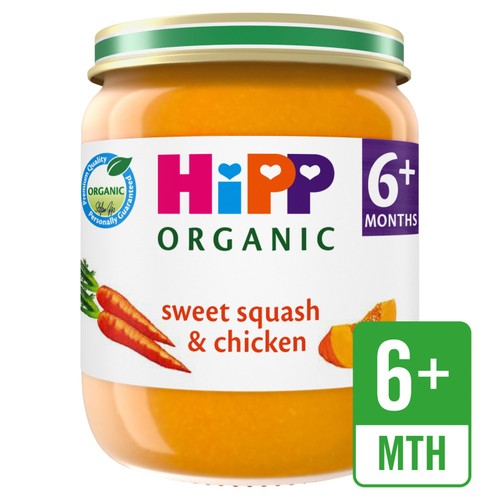 HiPP Organic Sweet Squash & Chicken Baby Food Jar 6+ Months 