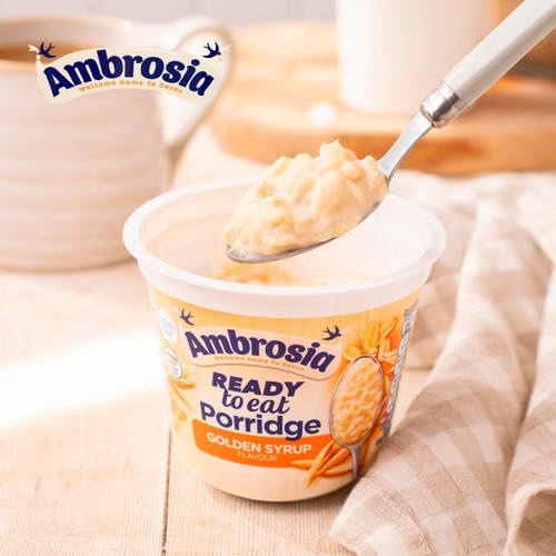 Ambrosia Ready to Eat Porridge Oat Cereal Pot Golden Syrup