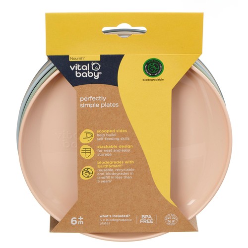 Vital Baby Nourish Perfectly Simple Plates 5pk - natural