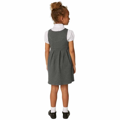 M&S Girls Jersey Bow School Pinafores, 3-4 Years, Grey