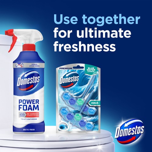 Domestos Power 5 Blue Water Toilet Rim Block Ocean