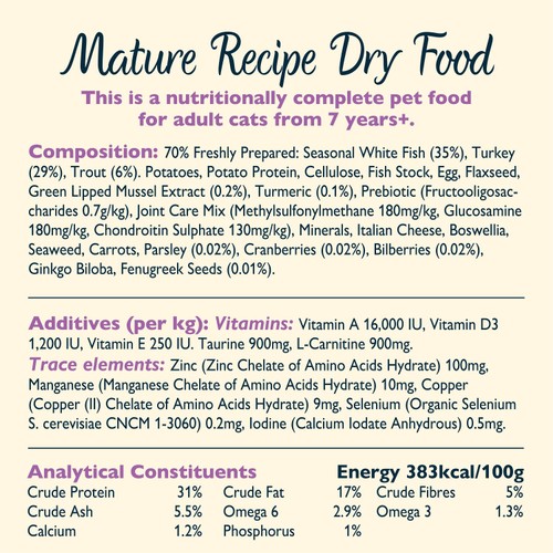 Lily's Kitchen Cat White Fish &Turkey Senior Recipe Dry Food
