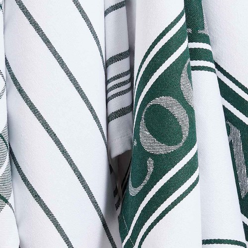 M&S Cotton Rich Striped Tea Towels, Dark Green
