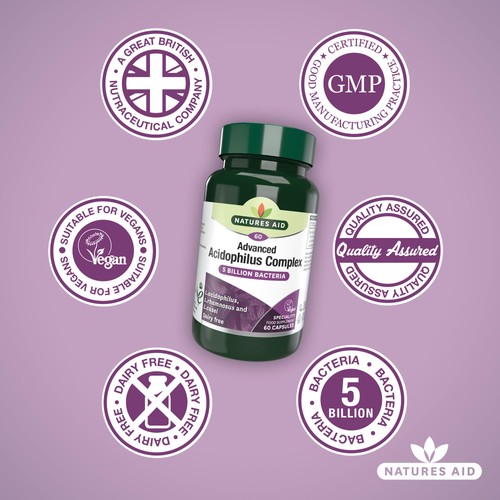 Natures Aid Advanced Acidophilus Complex Supplement Capsules 