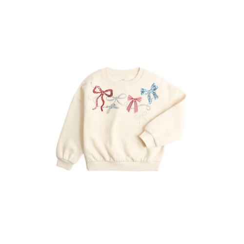 M&S French Fancy Bow Sweatshirt, 6-7 Years, Ivory