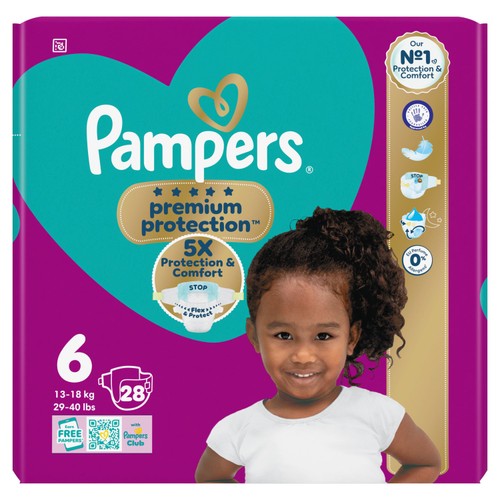 Pampers Premium Protection Size 6, 28 Nappies, Essential Pack