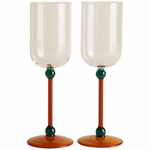 M&S Bobble Contrast Wine Glasses, Multi