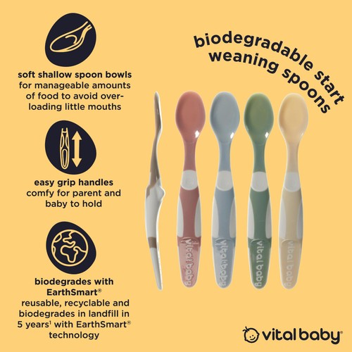Vital Baby Nourish Start Weaning Spoons 5pk - natural