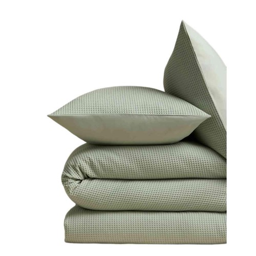 M&S Washed Cotton Waffle Bedding Set, Sage, Single