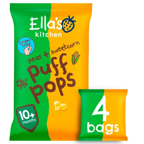 Ella's Kitchen Peas & Sweetcorn Puff Pops Multipack Baby Snack 10+ Months