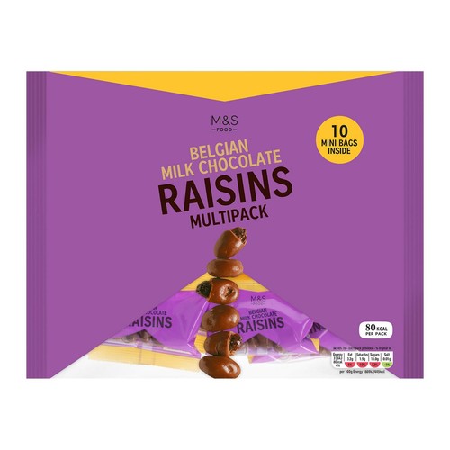 M&S Belgian Milk Chocolate Raisins Multipack