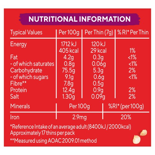 Ryvita Thins Sweet Chilli Flatbread Crackers