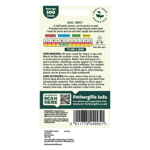 Mr Fothergills Seeds Oh Sow Simple Basil