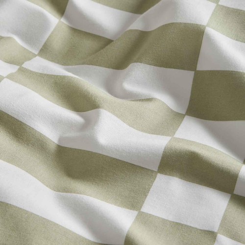 M&S Cotton Rich Geometric Bedding Set, Super King Size Green Mix