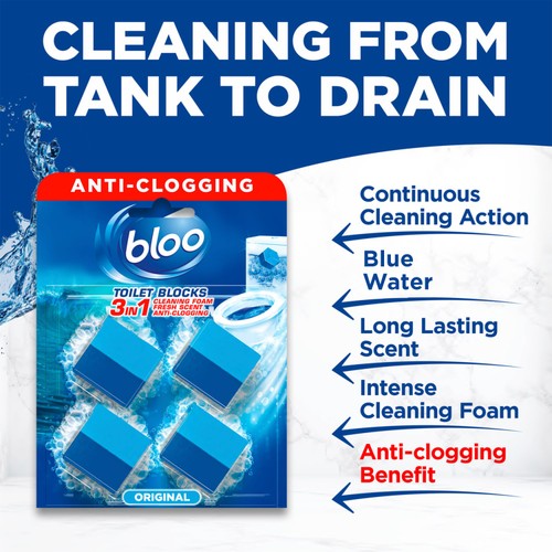 Bloo 3in1 In-Cistern Original Blue Toilet Blocks