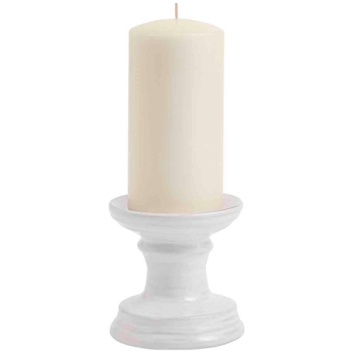 M&S Ceramic Pillar Candle Holder, White