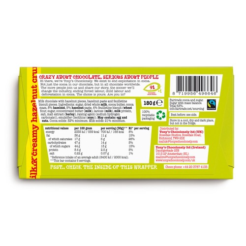 Tony's Chocolonely Milk Creamy Hazelnut Crunch