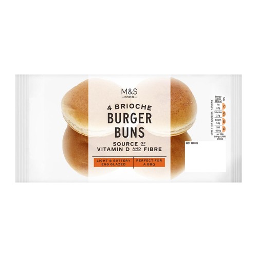 M&S 4 Brioche Burger Buns