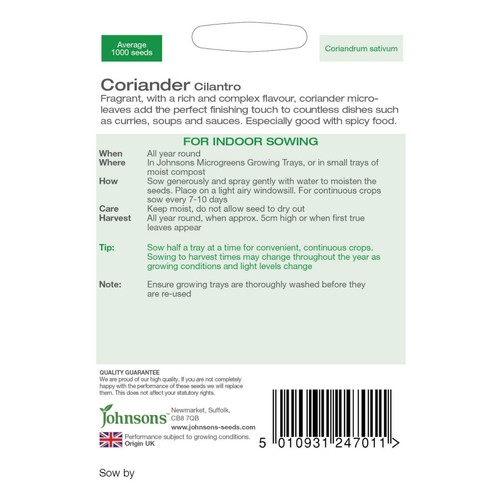 Johnsons Seeds - Microgreens Coriander