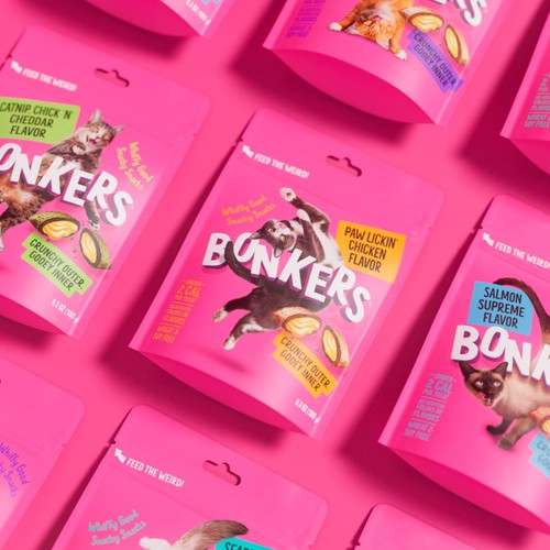 BONKERS Cat Bites Crunchy & Soft Paw Lickin' Chicken Flavoured Cat Treats