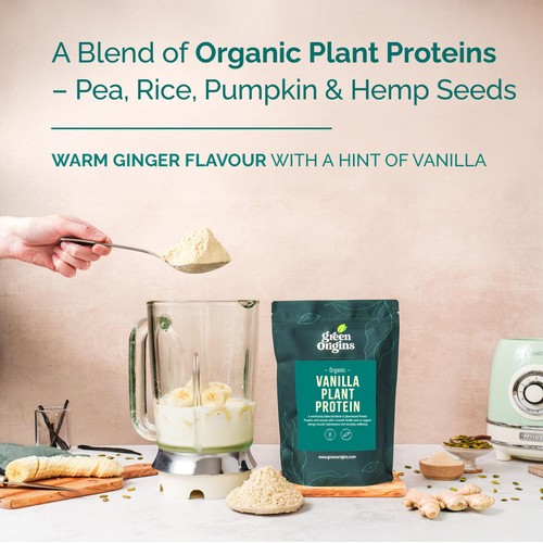 Green Origins Organic Vanilla Plant Protein Powder 