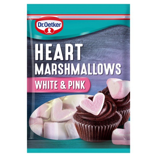 Dr. Oetker Heart Shaped Marshmallows Pink and White Baking Decorations 100g