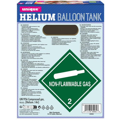 Helium Tank - For 20 Balloons (9 inch)