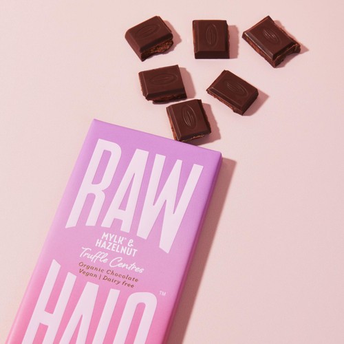 Raw Halo Mylk & Hazelnut Truffle Centres Vegan Chocolate Bar