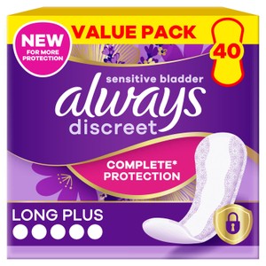 Always Discreet Liners Long Plus 40 Pack