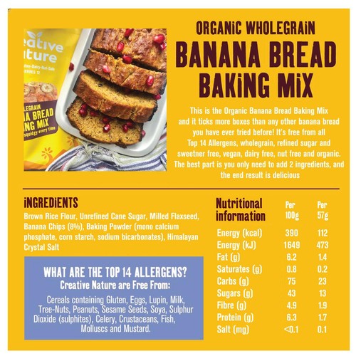 Creative Nature Organic Wholegrain Banana Bread Mix 
