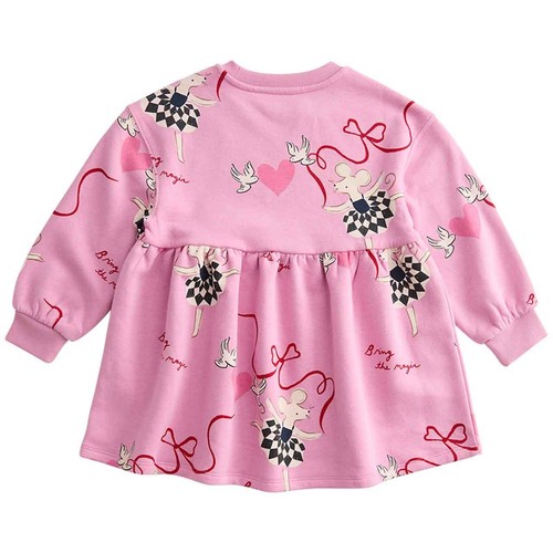 M&S Printed Sweat Dress, 2-3 Y, Rose